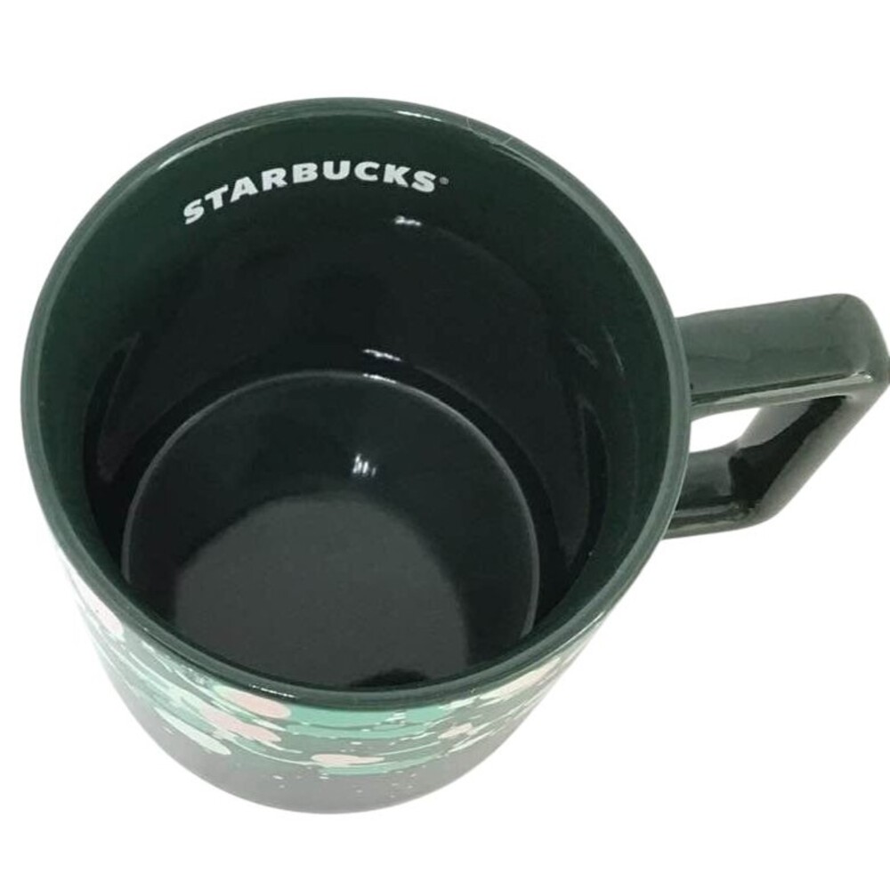 Starbucks Coffee Mug Green Pink 12 oz 2022 Forest Venetian Holiday BWB 22 - Picture 3 of 5